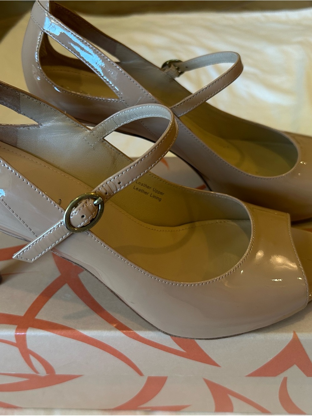 Via Spiga Nude Patent Mary Jane Peep-Toe Pumps size 9.5 - Picture 6 of 7